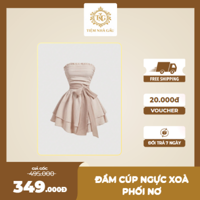 Đầm cúp ngực xoà phối nơ