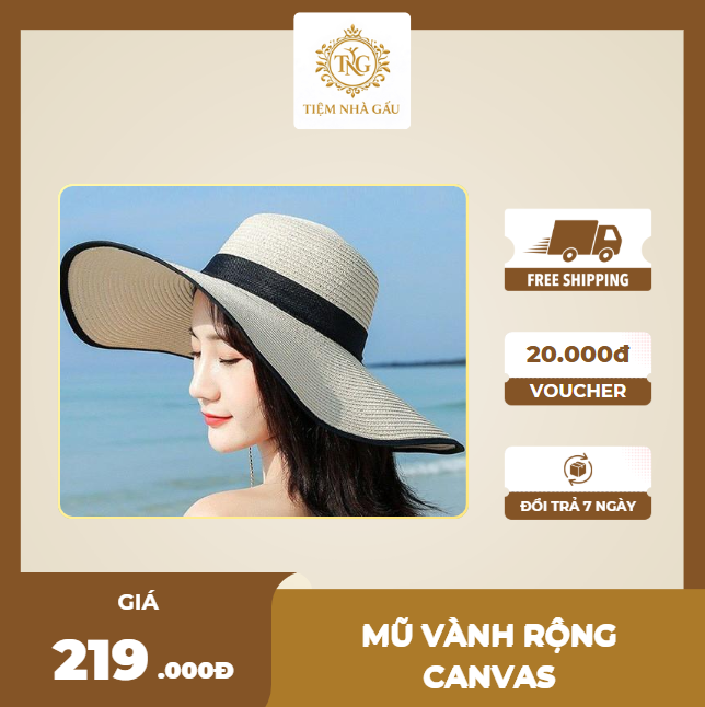Mũ Vành Rộng Canvas