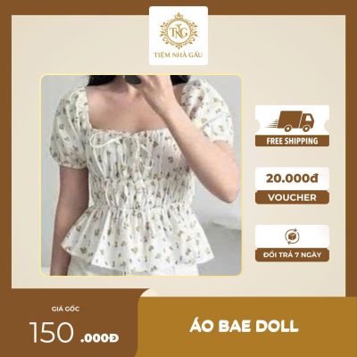 Áo babydoll hoa nhí tay phồng