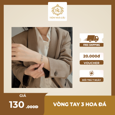vòng tay 3 hoa đá