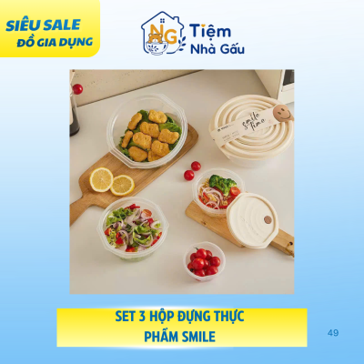 Set 3 Hộp Đựng Thực Phẩm Smile