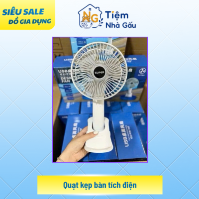 Quạt kẹp bàn tích điện