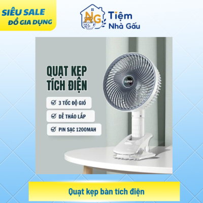 Quạt kẹp bàn tích điện