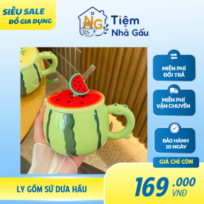 LY GỐM SỨ DƯA HẤU TIỆM NHÀ GẤU DUNG TÍCH 380ML 🍉