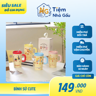 Bình sứ cute Tiệm Nhà Gấu
